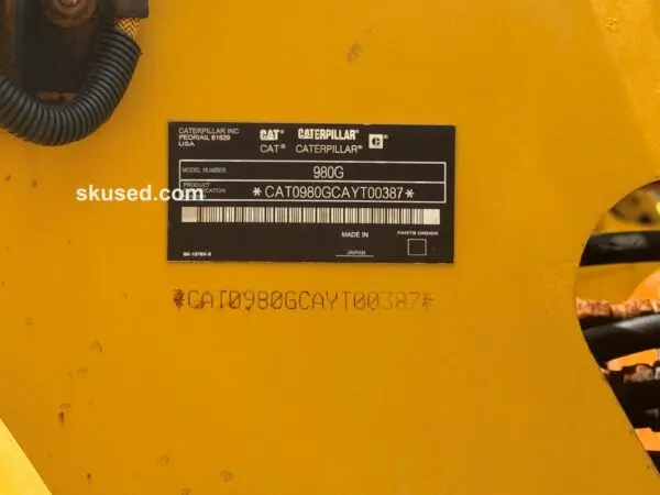USED-CAT-980G-LOADER-NAMEPLATE